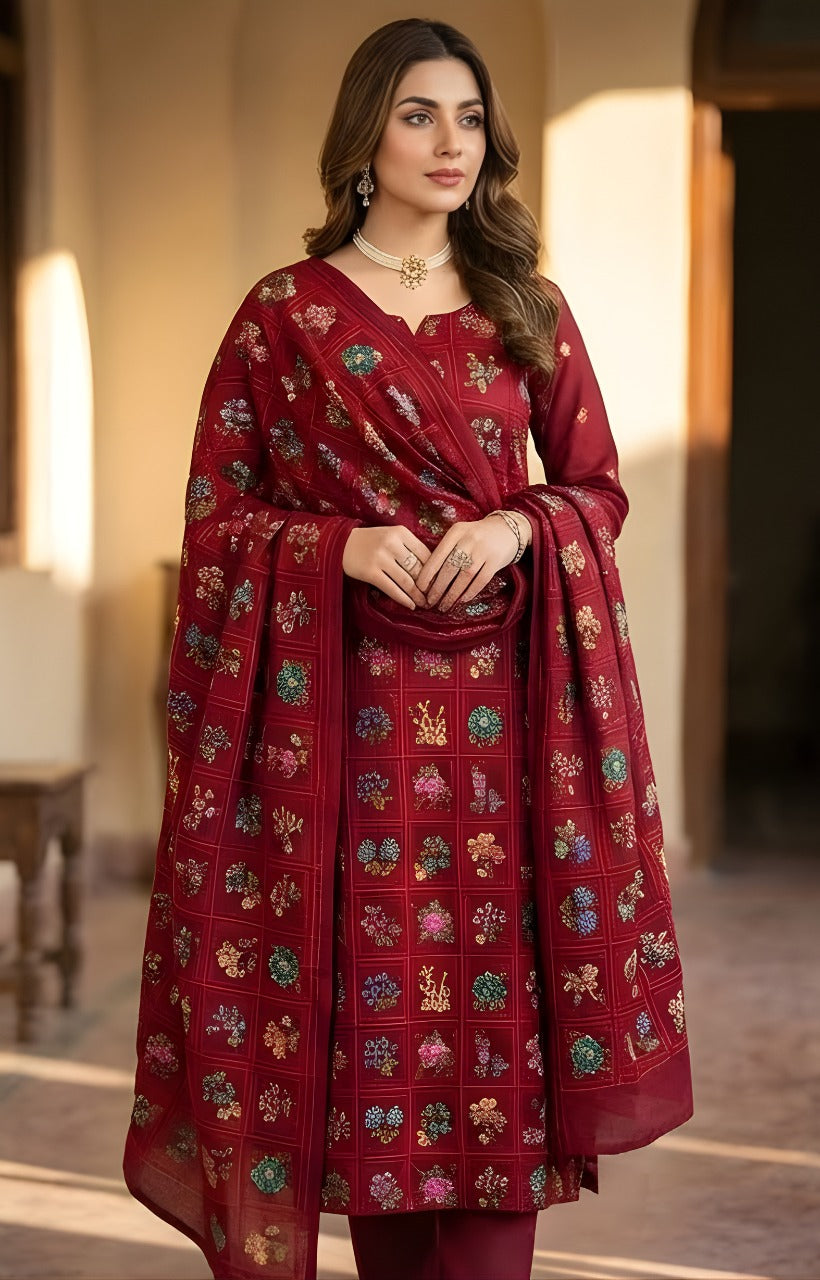 Bareeze - Karandi 2Pc Premium Embroidered Unstitched Suit