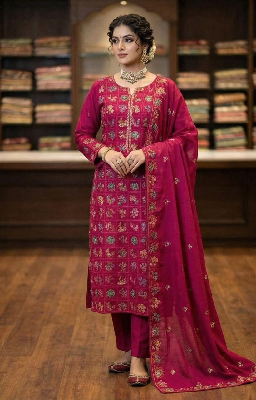 Bareeze - Karandi 2Pc Premium Embroidered Unstitched Suit