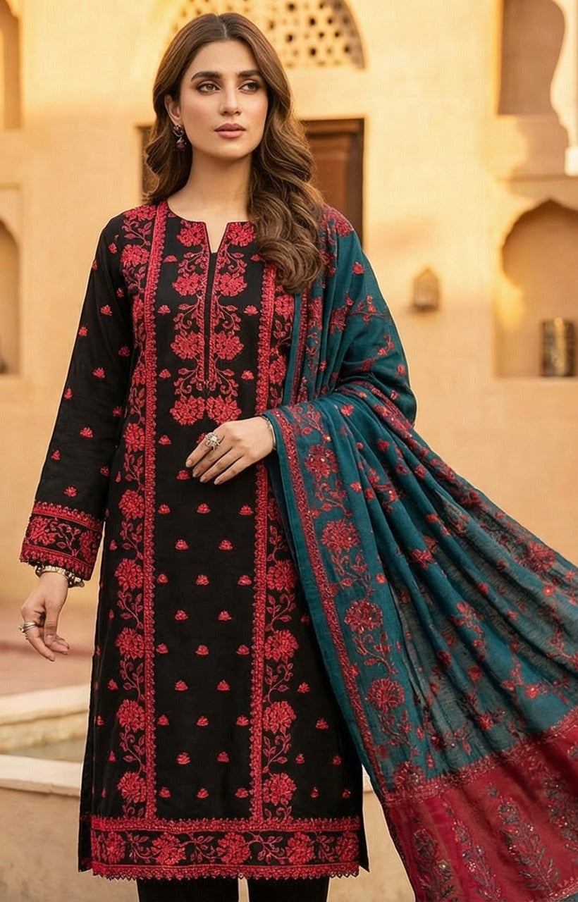 Bareeze - Karandi 2Pc Premium Embroidered Unstitched Suit