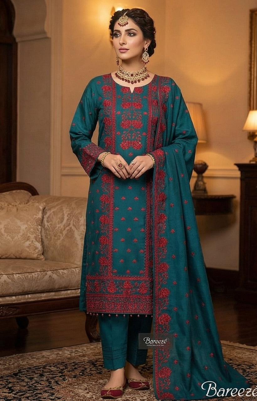 Bareeze - Karandi 2Pc Premium Embroidered Unstitched Suit